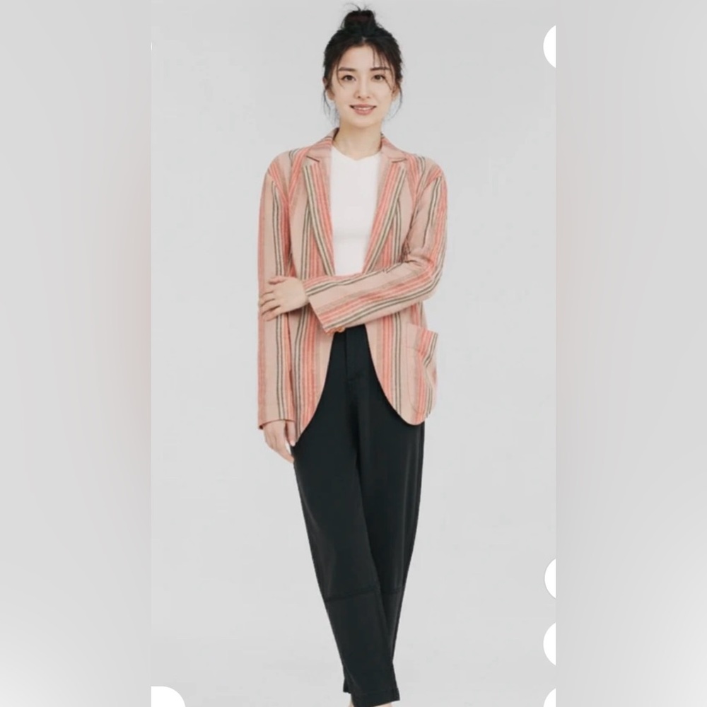 Free People Pink and Cream Striped Blazer - Picture 10 of 12